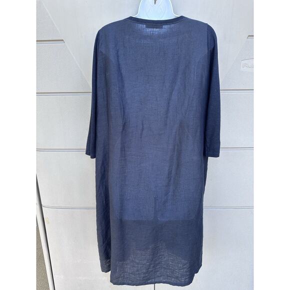 Whyci Milano Women Lagenlook Black Linen Cocoon Style Dress Sz 42 IT/6 US Chic - Picture 5 of 13